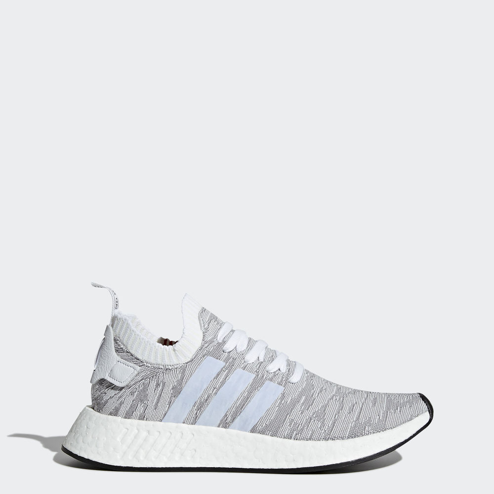 Adidas Nmd_r2 Primeknit - Originals γυναικεια - Ασπρα/Μαυρα,Μέγεθος: EU 36 – 54 2/3 (326THOVZ)